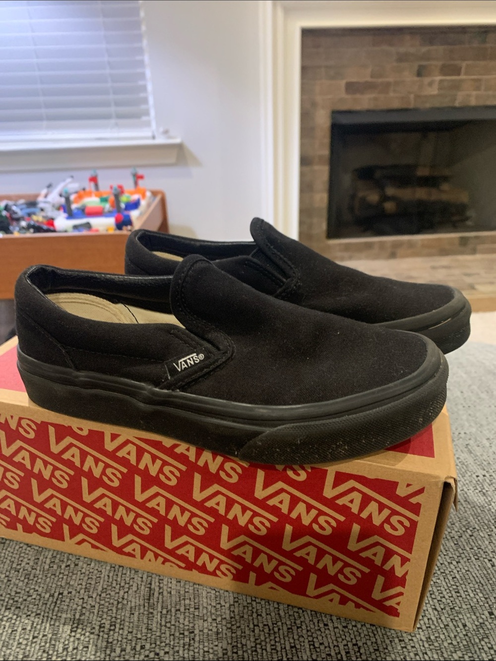 Vans Kids Black Slip-On Canvas Sneakers